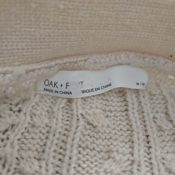 Oak And Fort Light Cream Cable Knit Cardigian - Picture 2 of 7